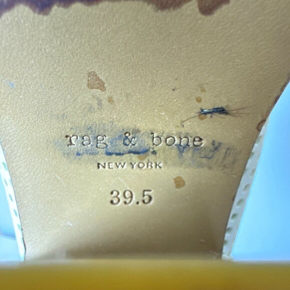 Rag & Bone Womens Perforated Leather Ankle Boots Sz 39.5 White Block Heel - Picture 3 of 8